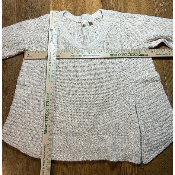 Anthropologie Moth Chunky Knit Swing Sweater in Cream Zipper Accent Alpaca Sz L - Picture 3 of 10
